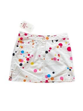 Miss Sixty White Denim Polka Dot Mini Skirt Y2K Coquette Colourful NWT Sz S